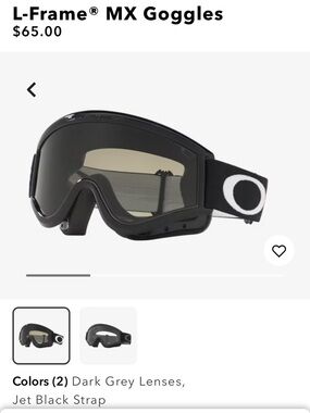 Oakley L-Frame MX Goggles - Jet Black with Dark Grey Lenses